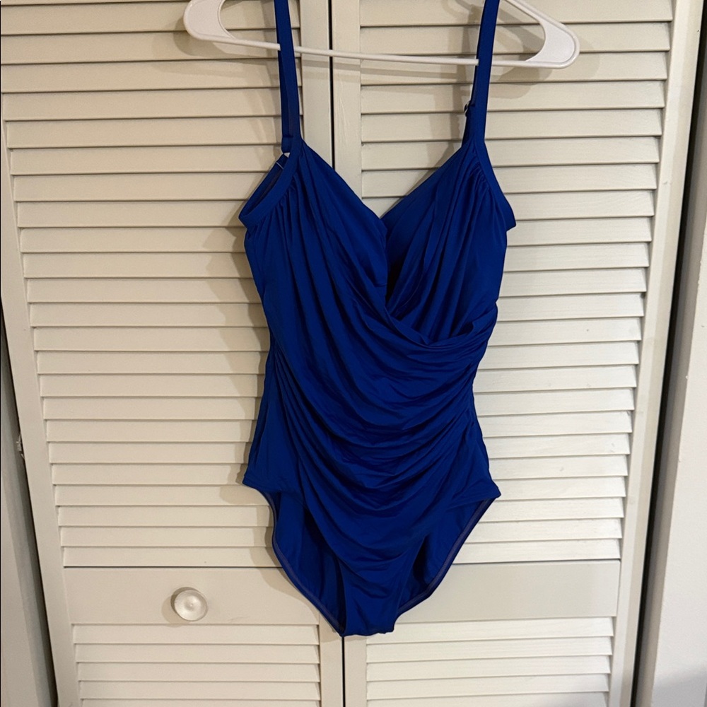 Jantzen Royal Blue Draped One Piece Swimsuit
